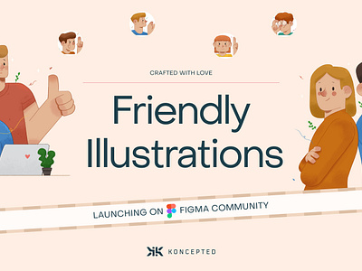 Character Illustrations Pack from Koncepted 2d art 2d illustrations asset pack character character illustration character pack characters figma friendly illustration men people ui women