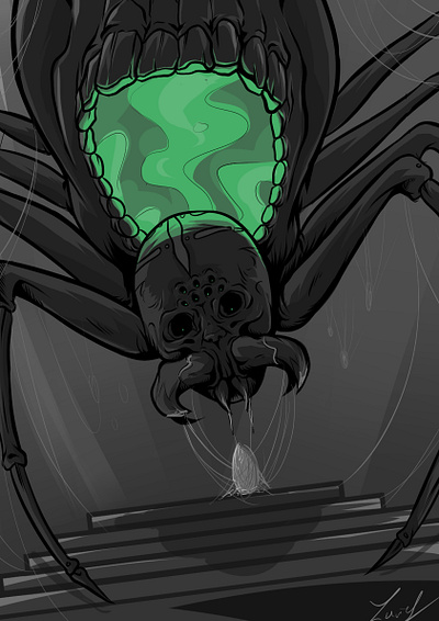 Spider - Monster character fantasy fantasy art illustration monochrome monster spider