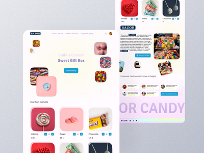 RAZOR Candy (Landing) animation app brand candy design figma graphic landing page photography razor responsive site sketch special ui ux web xd