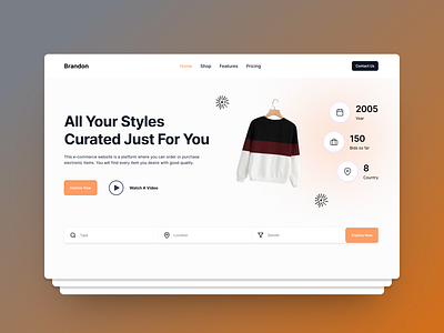 Ecommerce Hero Section design landing page ui ux website