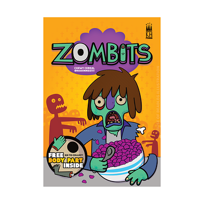 Zombits cartoon cereal food packaging zombie