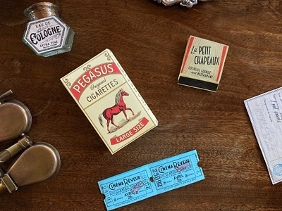 Vintage Graphic Props cigarette matchbook movie prop packaging prop ticket vintage vintage packaging