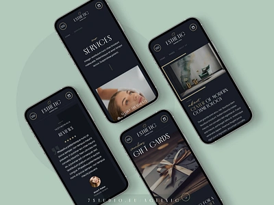 Esthetic - Beauty Salon Website Template beauty salon brow artist clean dark theme green lashes makeup minimal mobile version responsive template ui ux design web web design web theme