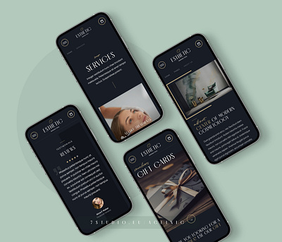 Esthetic - Beauty Salon Website Template beauty salon brow artist clean dark theme green lashes makeup minimal mobile version responsive template ui ux design web web design web theme