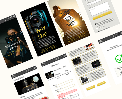 "LXR cameras" e-commerce mobile UX/UI design branding figma mobile design responsive design ui ux website design