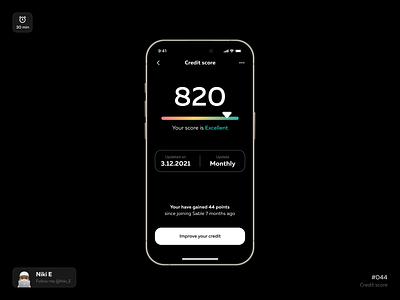 Credit score. DYUI #8 bank app bank design black credit scrore design daily ui design design app finance finance app mobile design score score design ui ux ux bank