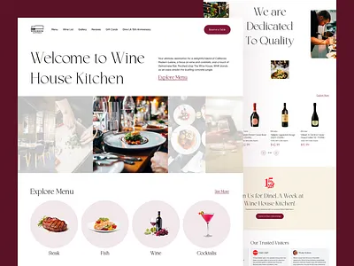 Wine House Kitchen - Restaurant Landing beaf cocktail design dish fish kitchen landing meal menu restaurant ui ui ux ui design web website concept website design wine