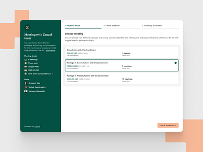 Schedule a meeting module - Payment details 👀 components meeting schedule zencal