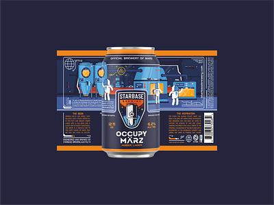 Occupy Marz beer can alcohol astronauts beer can branding brewing craft beer design drink earth future icon illustration ipa labaratory mars mocup space star stars vector