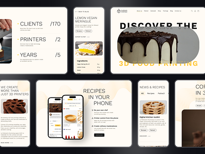 3D Food Printing Website | E-commerce 3d 3d printers appdesign culinary dailyui design food homepage mobile mobile adaptation printer product page ui uidesign userexperience userinterface uxdesign visual design web website design