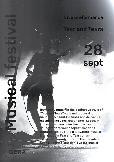 Music festival Poster Concept black black and white concept flyer indie joy the division music music band music fest music festival old poster rem