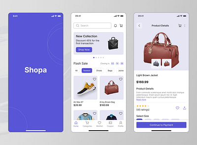 Shopa Product Screen design mobile onboarding ui ux