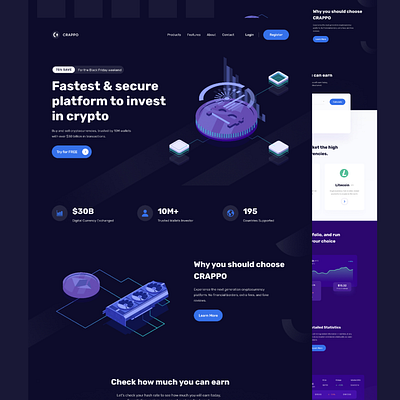 Crypto Landing Page Design branding crypto design figma landing page landing page design tayyab tayyabdesign ui uiux user experience userinterface ux webdesign