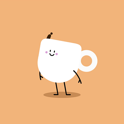 Dancing Coffee Cup - The Faithful Replica animated svg beginners animation cheerful coffee cheerful mug dancing coffee cup dancing coffee mug design happy coffee illustration morning coffee orange background svgator
