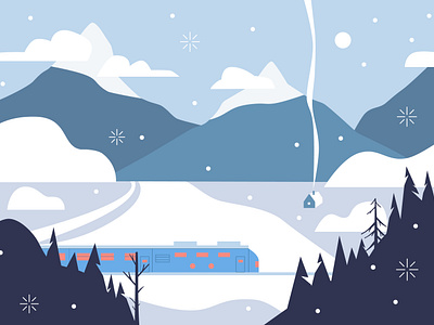 In the Middle of Nowhere / Package Design adobe illustrator branding design flat flat illustration geometrical illustration illustrator landscape minimalistic new year package design package illustration seasonal train vector vector illustration winter