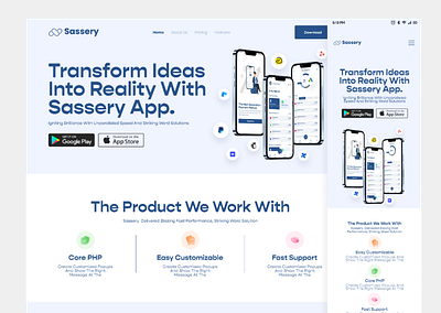 SASS Landing Page design landing page landing page design saas landing page sass sass landing page tayyab tayyabdesign ui uiux user interface design ux website design