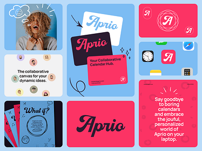 Aprio: making calendars joyful branding calendar design doodles fun graphic design joyful logo playful quetratech typography