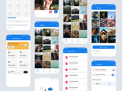 Recover Data App UI Design: Rescue Your Digital World 🚀💾 audio recover data recovery document recover files recover home page music recover onboarding photo recovery recover data tabs