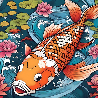 Koi Fish Study I - Digital - AI animation branding graphic design japanese pet motion graphics ui