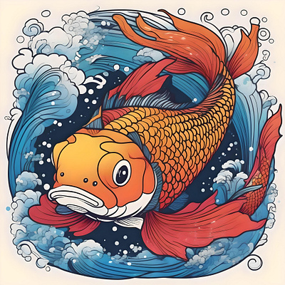Koi Fish Study J - Digital - AI animation branding graphic design japanese pet logo motion graphics ui