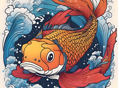 Koi Fish Study J - Digital - AI animation branding graphic design japanese pet logo motion graphics ui