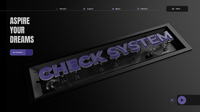 Check System landing page 3d landing page ui