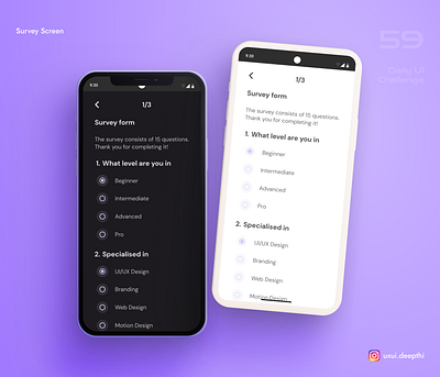 Survey screen | Daily UI Challenge # 59/90 ui design ux design uxui designer