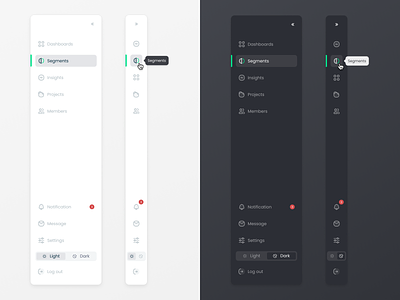 Dark and light mode sidebar dark dark mode dashboard desktop light menu minimal navigation bar product product design settings side bar side panel sidebar sidenav simples theme ui ux web