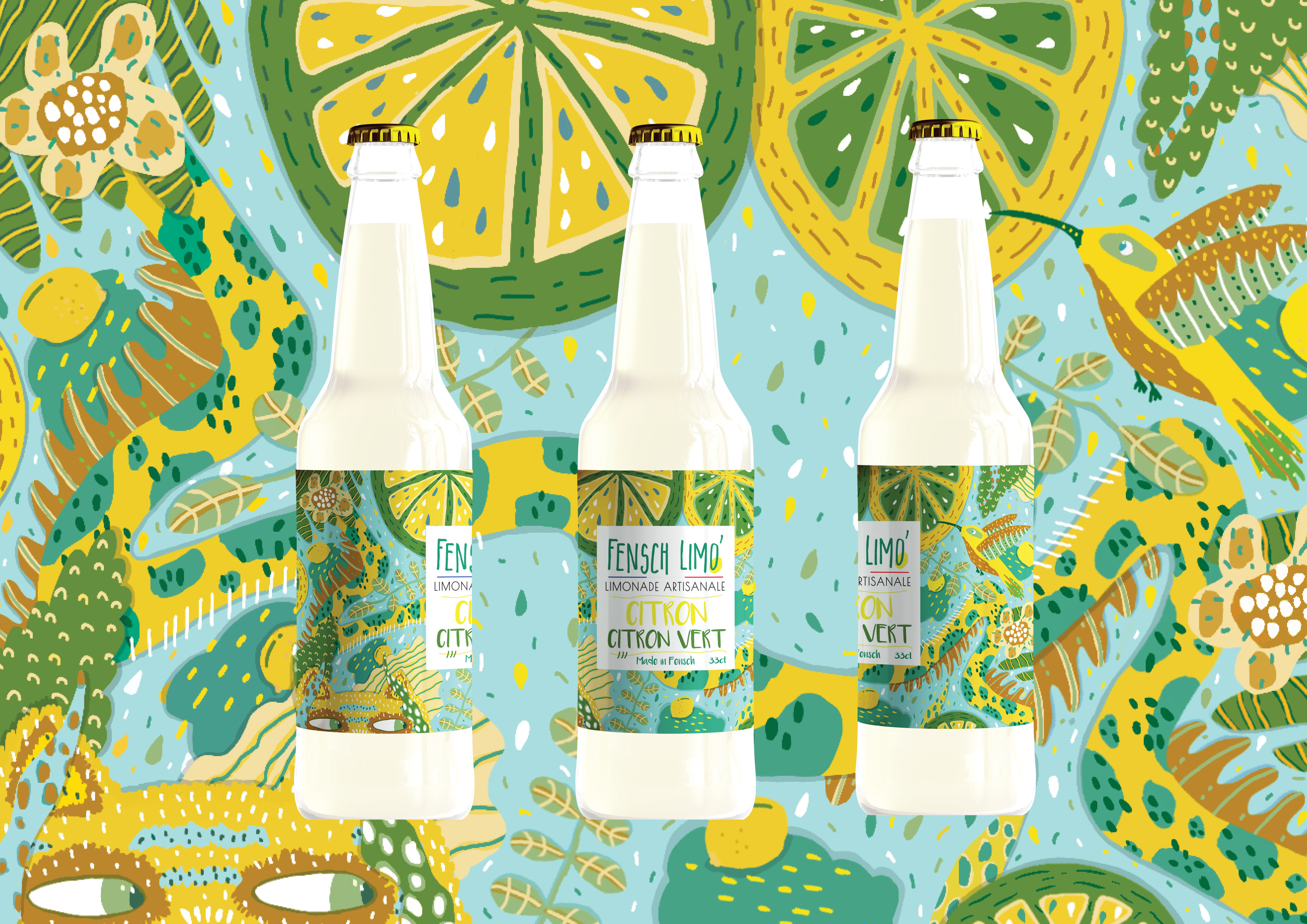 Fensch limo' Lemon Lime | Label design and illustration branding design graphic design illustration label design packaging design