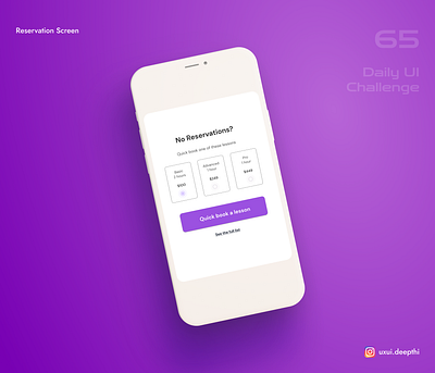 Reservation screen | Daily UI Challenge # 65/90 ui design ux design uxui designer