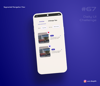 Segmented Navigation view | Daily UI Challenge # 67/90 ui design ux design uxui designer