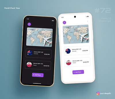 World Clock View | Daily UI Challenge # 72/90 ui design ux design uxui designer