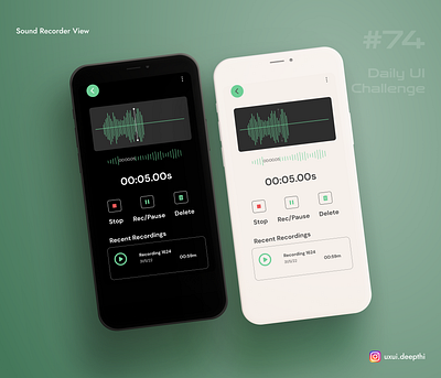 Sound Recorder View | Daily UI Challenge # 74/90 ui design ux design uxui designer