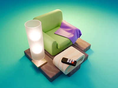 Living Room Icon Tutorial 3d blender diorama icon illustration isometric render tutorial
