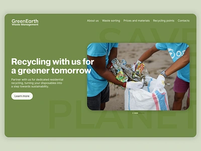 Recycling company concept graphic design hero page typorgraphy ui