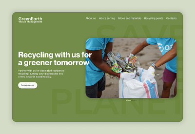 Recycling company concept graphic design hero page typorgraphy ui