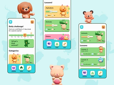 Educational app for kids children children education colorful cute cute animals education educational app figma game kids kids learning learning app mobile mobile app mobile application mobile game vibrant