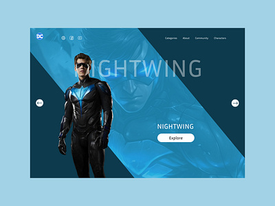 Nightwing UI Landing Page daily ui daily ui design daily ui shots dc ui dc ui landing page dc ui web page landing page ui nightwing themed ui nightwing ui nightwing ui landing page nightwing ui web page ui ui design ui design inspiration web ui web ui shots