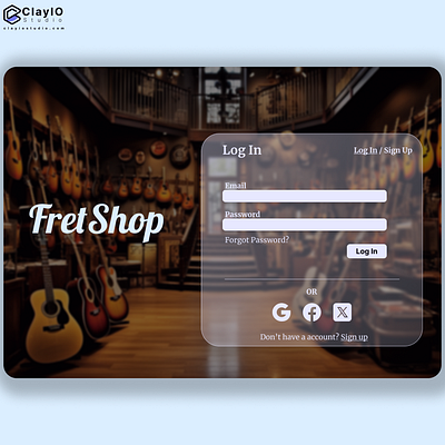 Log in page of a Guitar Store app design branding design guitar guitar shop log in page ui user experience user interface ux uxui web design