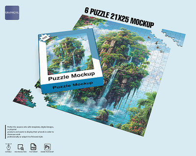 Puzzle Mockup and Box mock 525 piece puzzle set mockup