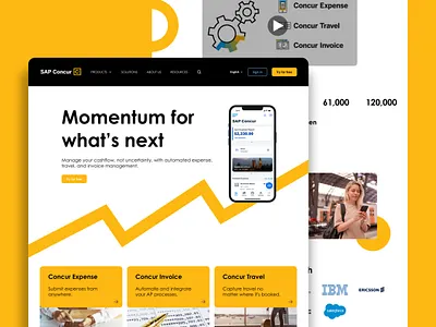 Landing page for travel and cashflow management - SAP Concur cashflow finance graphic home page landing page management minimal orange sap concur site travel web web design website