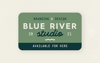 Blue River Studio Available For Hire available for hire badge branding name tag river studio