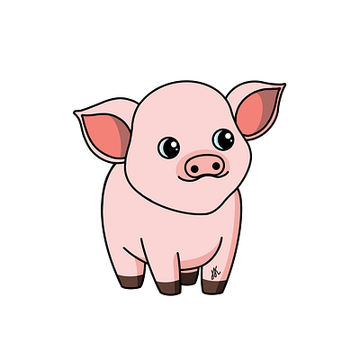 Pig animal cute design illustration kids person picture pig