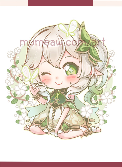 My Kawaii Chibi Nahida - Genshin Impact anime butterfly chibi cute elf fanart fantasy floral game genshin impact girl illustration kawaii lovely nahida nature sweet