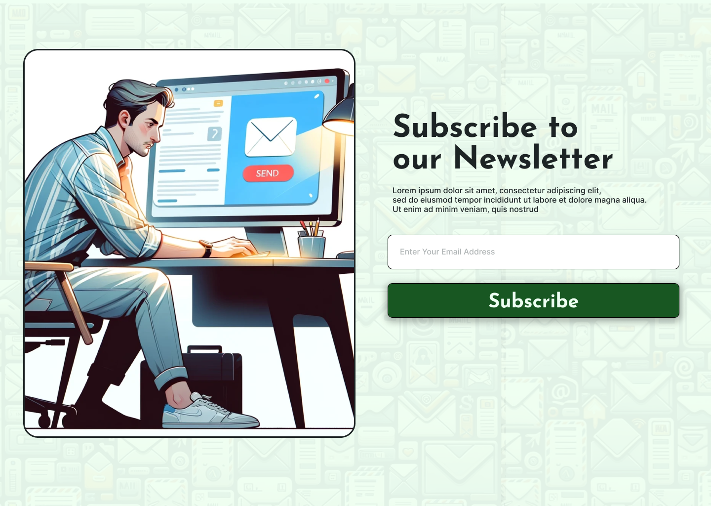 Newsletter Subscribtion Page by sarbojit sen on Dribbble