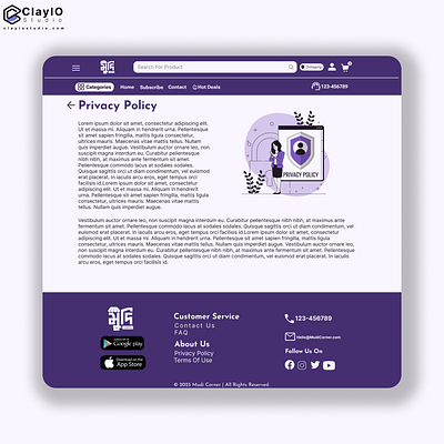Privacy Policy Page app design branding design illustration privacy policy page ui user experience user interface ux uxui web design