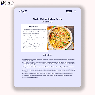 Recipe Page app design branding design illustration recipe page ui user experience user interface ux uxui web design