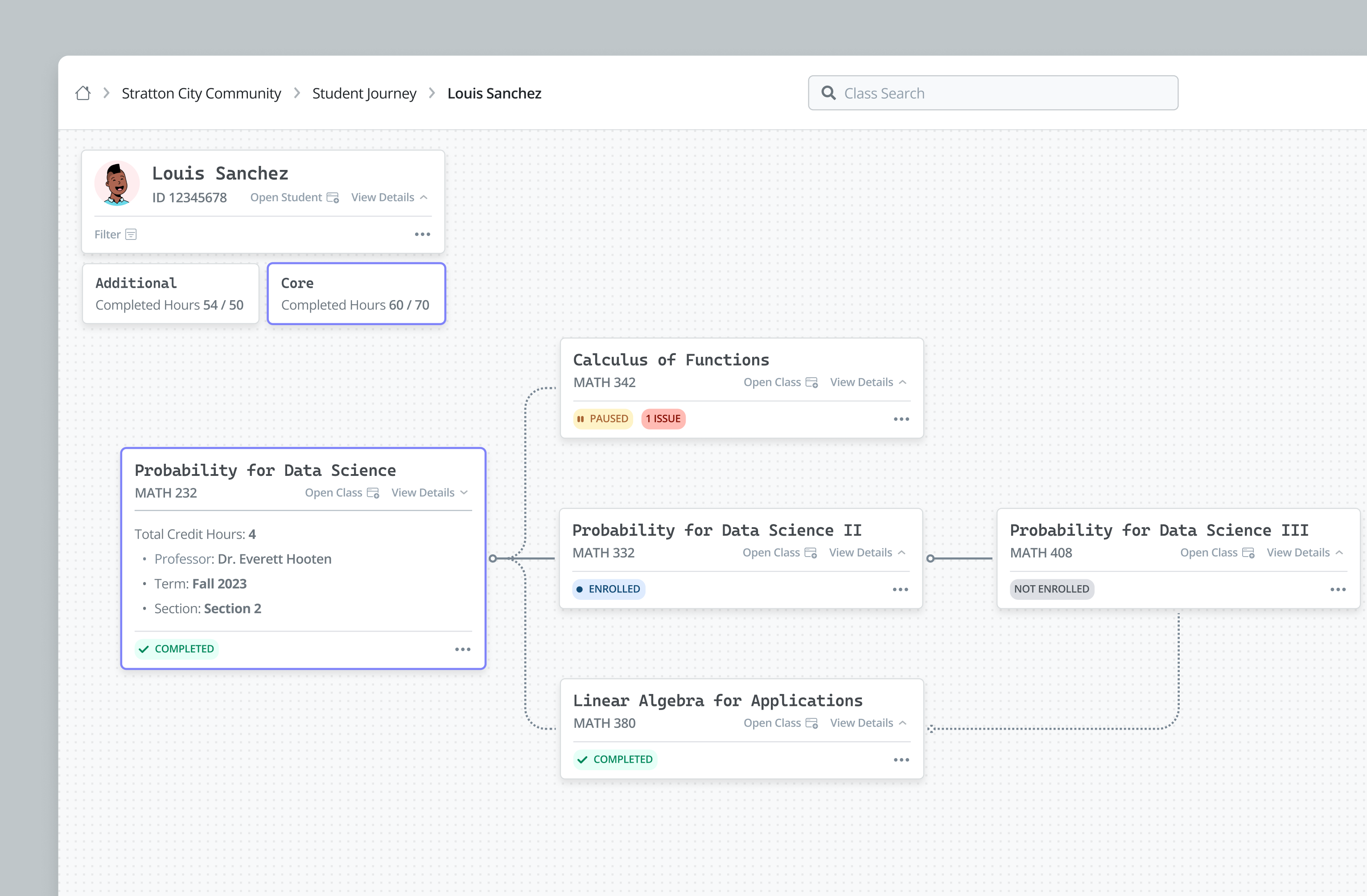 Student Journey Flow Map app canvas class college concept ed tech education flow flow map journey registrar student ui university ux web app