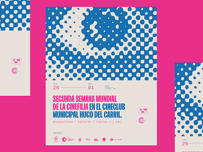 Semana mundial de la cinefilia branding colorful film poster graphic design halfrone identity poster