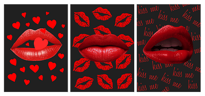 Collages for Valentine's Day. kisses aesthetics graphic design sweet y2k